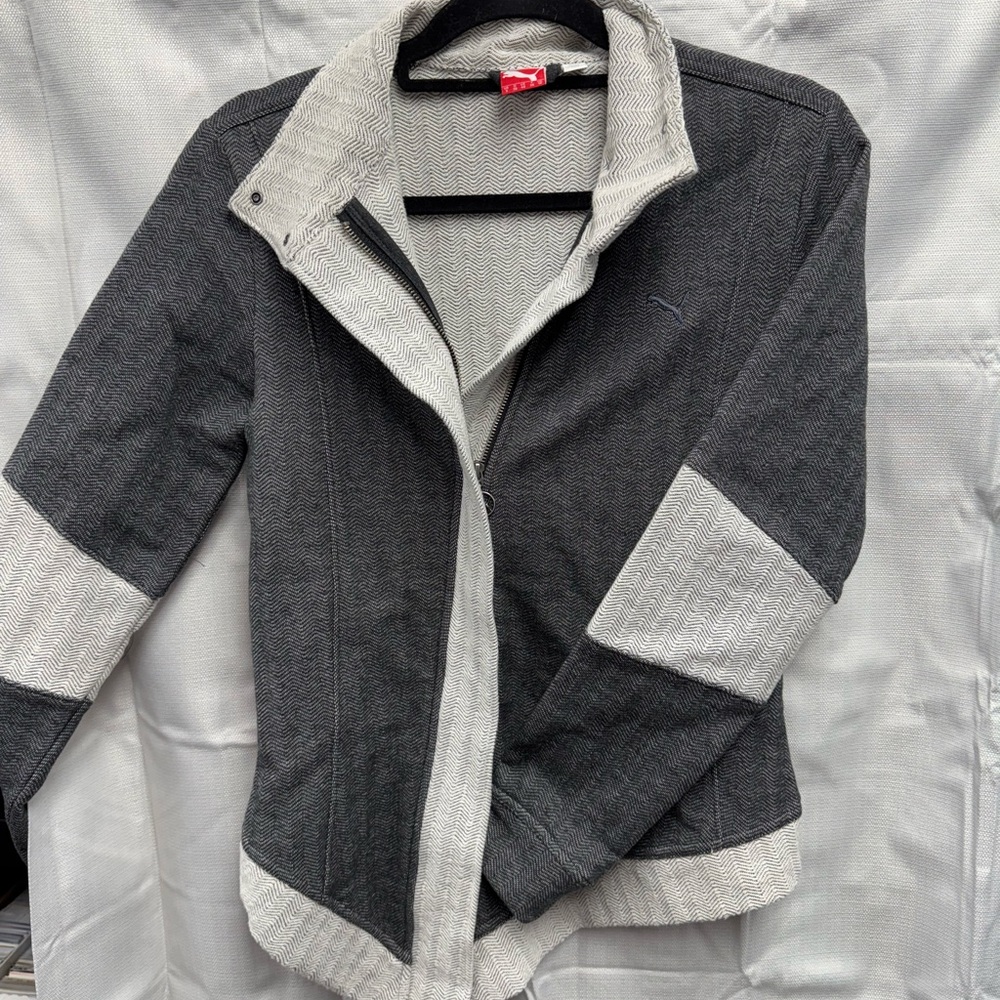 Puma Women's Small - Moto - Herringbone Gray and Cream Jacket